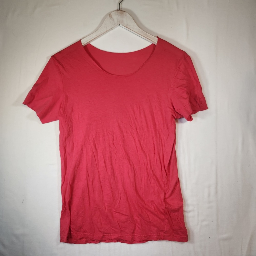 HM Womens Scoop Neck Short Sleeve T-Shirt Solid Red Basic Casual Tee